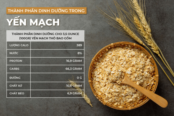 100g Yến mạch bao nhiêu Protein?