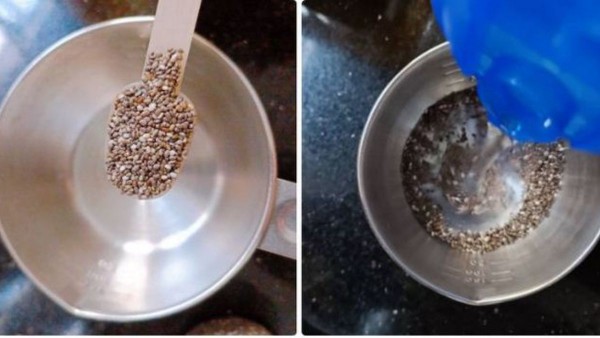 Ngâm hạt chia trong nước khoảng 5 phút